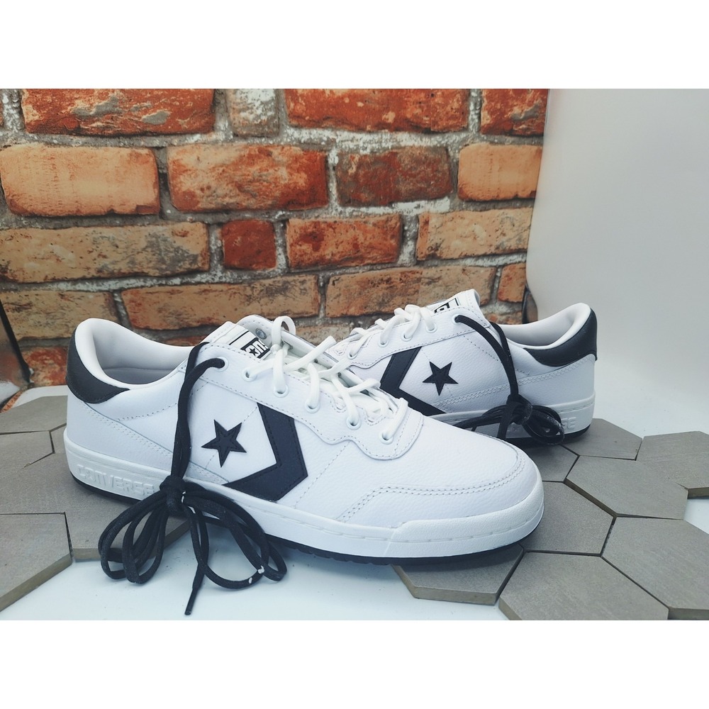 Converse Fastbreak Pro Ox White Black Men's Size 12 Tumbled Leather Skate Shoe